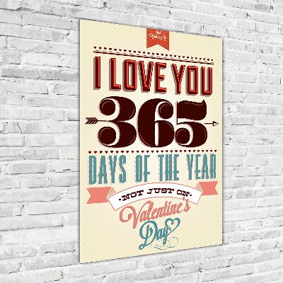 Cuadro decorativo en cristal con canto pulido vertical Día de San Valentín