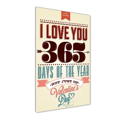 Cuadro decorativo en cristal con canto pulido vertical Día de San Valentín