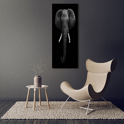 Cuadro decorativo en cristal con canto pulido vertical elefante africano