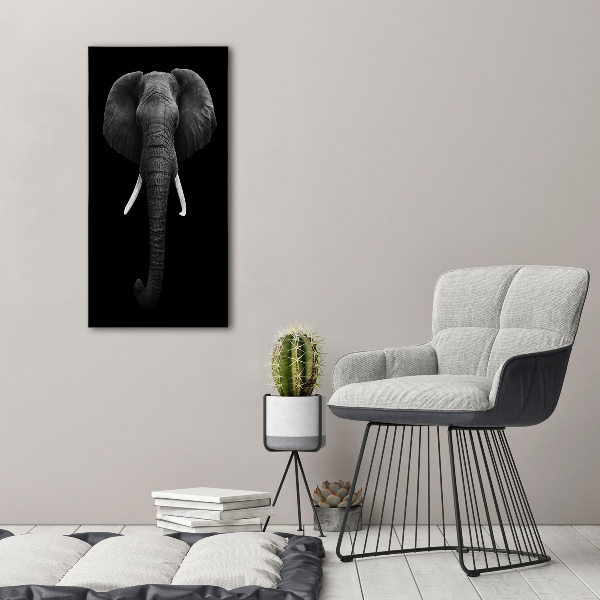 Cuadro decorativo en cristal con canto pulido vertical elefante africano