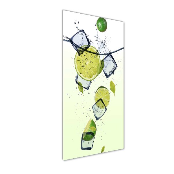Cuadro decorativo en cristal con canto pulido vertical Limas y hielo