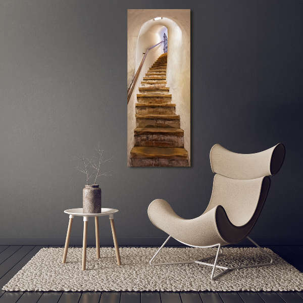 Fotocuadro de cristal elegante para hogar vertical Escaleras en el castillo