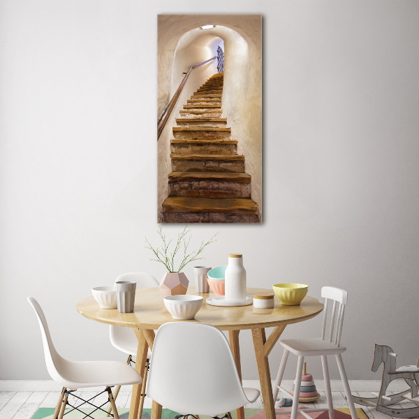 Fotocuadro de cristal elegante para hogar vertical Escaleras en el castillo