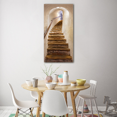 Fotocuadro de cristal elegante para hogar vertical Escaleras en el castillo