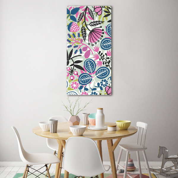 Fotocuadro de cristal elegante para hogar vertical Flores