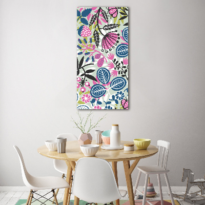 Fotocuadro de cristal elegante para hogar vertical Flores