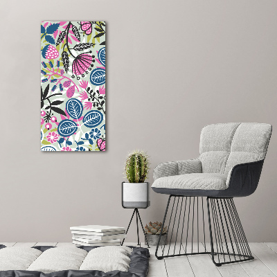 Fotocuadro de cristal elegante para hogar vertical Flores