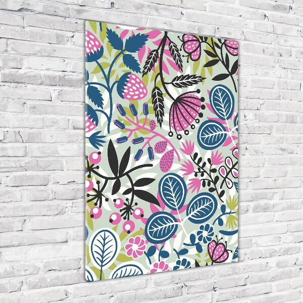 Fotocuadro de cristal elegante para hogar vertical Flores