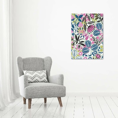 Fotocuadro de cristal elegante para hogar vertical Flores