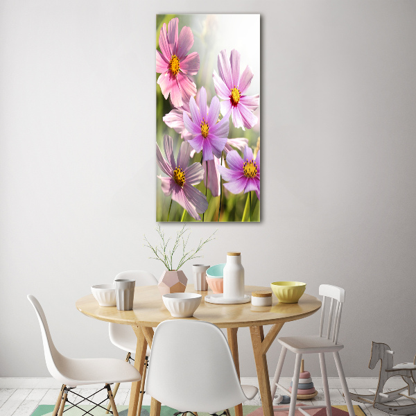 Fotocuadro de cristal elegante para hogar vertical Flores silvestres