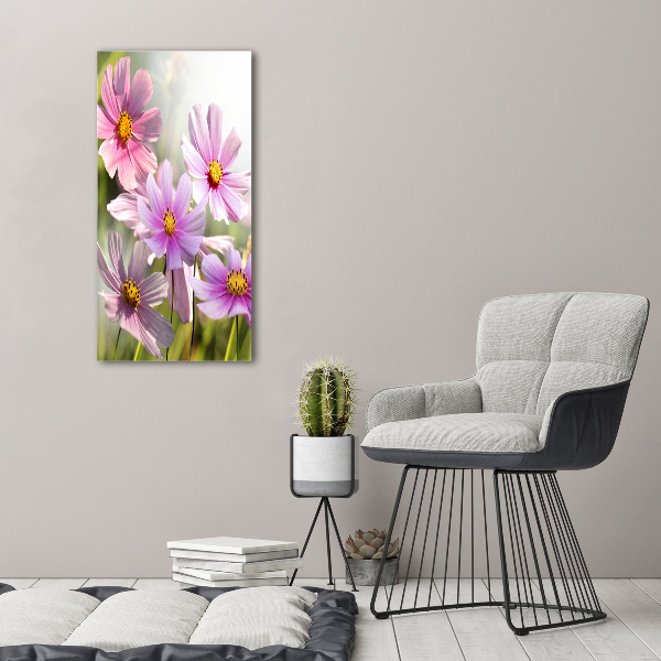 Fotocuadro de cristal elegante para hogar vertical Flores silvestres