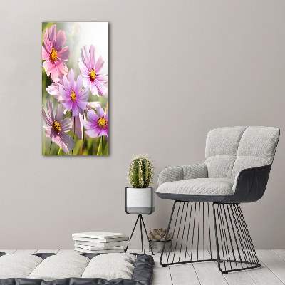 Fotocuadro de cristal elegante para hogar vertical Flores silvestres