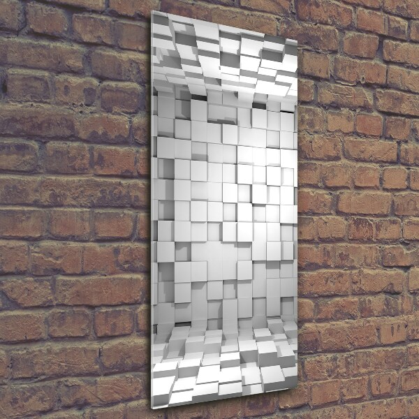 Cuadro de cristal moderno efecto brillo vertical Cubos