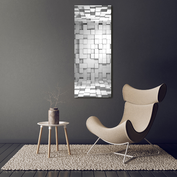 Cuadro de cristal moderno efecto brillo vertical Cubos