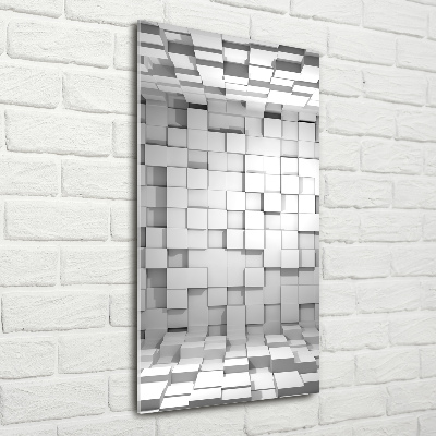 Cuadro de cristal moderno efecto brillo vertical Cubos