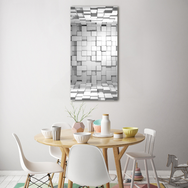 Cuadro de cristal moderno efecto brillo vertical Cubos