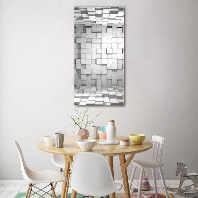 Cuadro de cristal moderno efecto brillo vertical Cubos