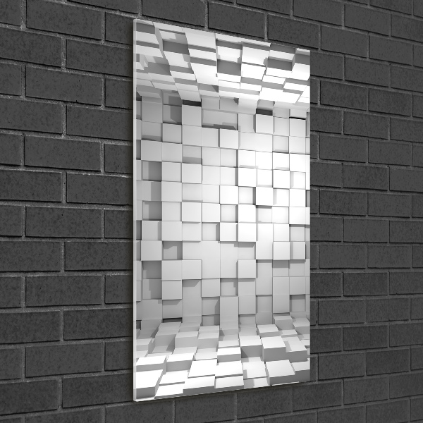 Cuadro de cristal moderno efecto brillo vertical Cubos