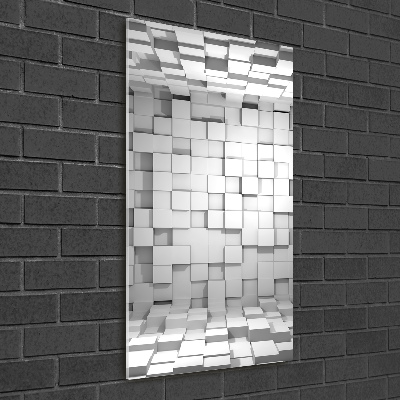 Cuadro de cristal moderno efecto brillo vertical Cubos