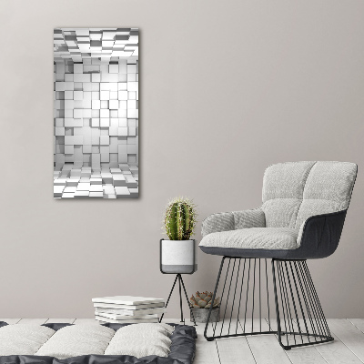 Cuadro de cristal moderno efecto brillo vertical Cubos