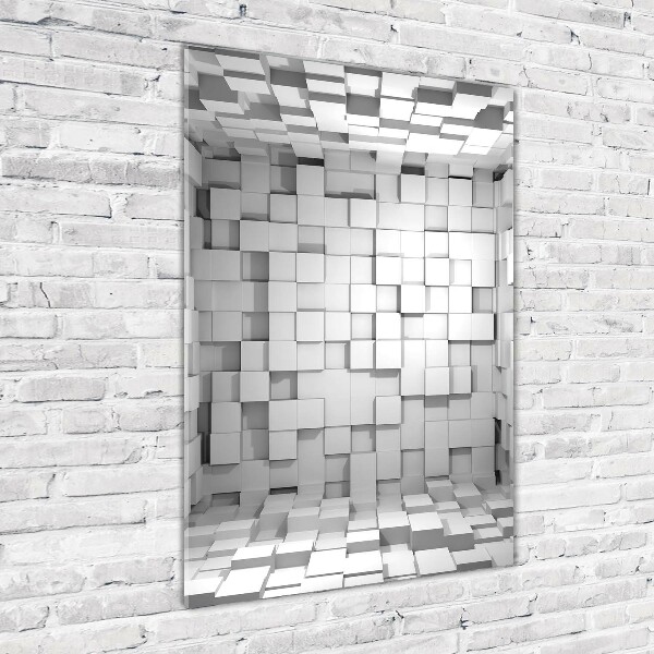 Cuadro de cristal moderno efecto brillo vertical Cubos