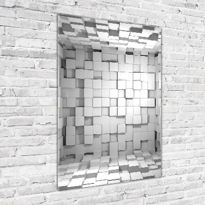 Cuadro de cristal moderno efecto brillo vertical Cubos