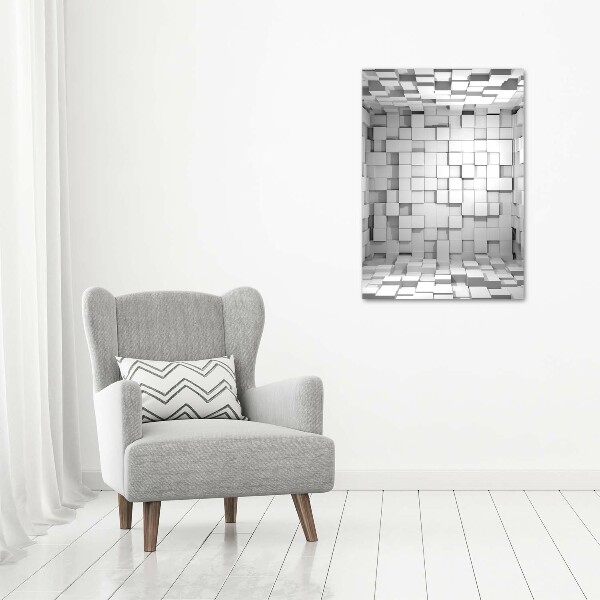 Cuadro de cristal moderno efecto brillo vertical Cubos