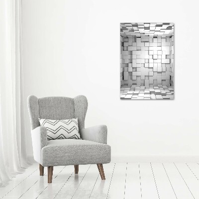 Cuadro de cristal moderno efecto brillo vertical Cubos
