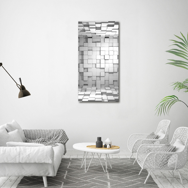 Cuadro de cristal moderno efecto brillo vertical Cubos