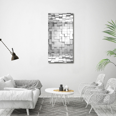 Cuadro de cristal moderno efecto brillo vertical Cubos