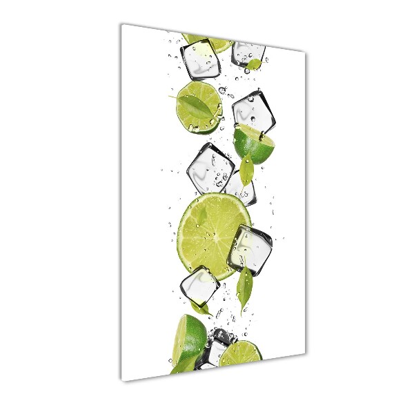 Cuadro decorativo en cristal con canto pulido vertical Lima y hielo