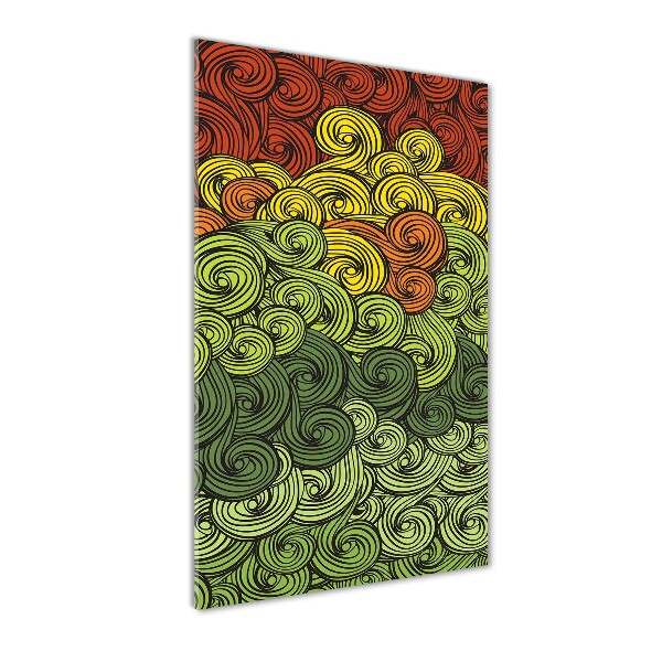 Cuadro decorativo en cristal con canto pulido vertical Ondas de colores