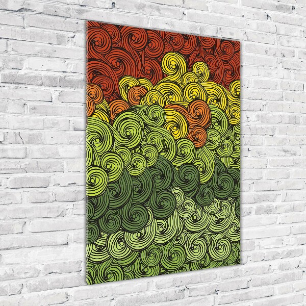 Cuadro decorativo en cristal con canto pulido vertical Ondas de colores