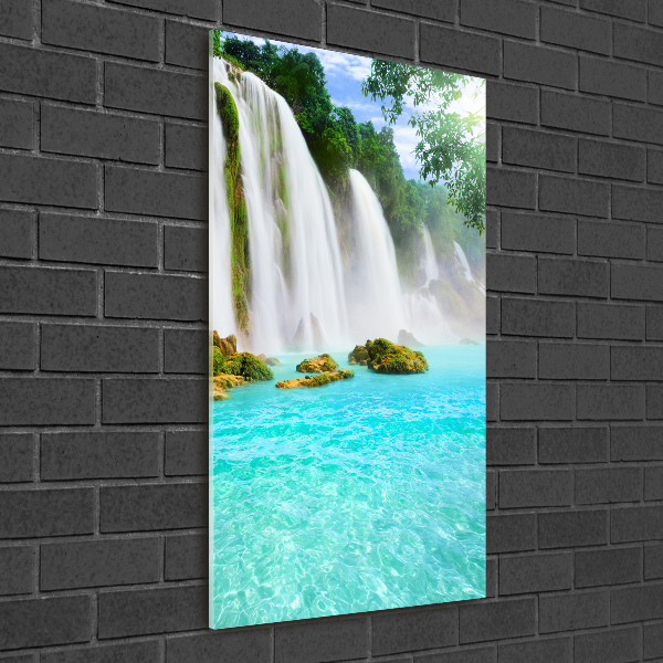 Fotocuadro de cristal elegante para hogar vertical Cascada