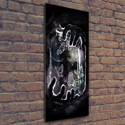 Cuadro de vidrio templado 4mm para pared vertical Mariposas en un frasco