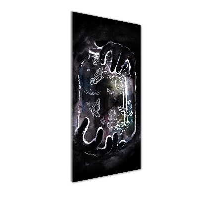 Cuadro de vidrio templado 4mm para pared vertical Mariposas en un frasco