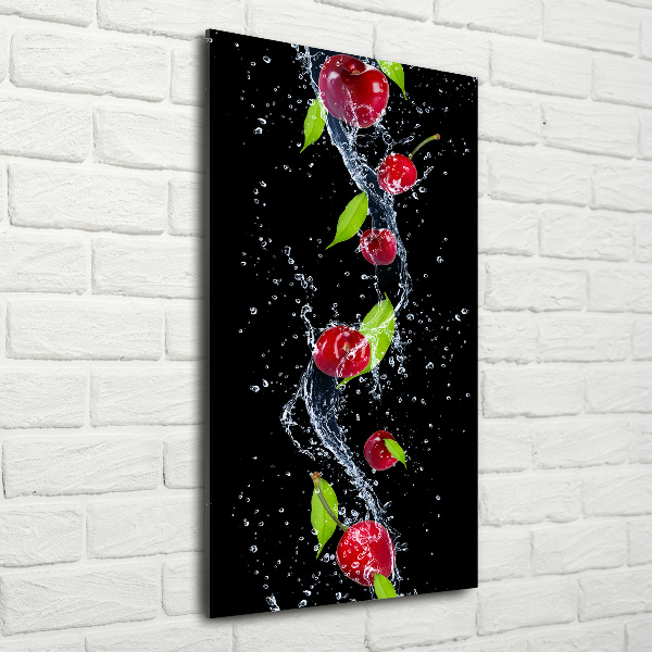 Cuadro decorativo en cristal con canto pulido vertical Guindas