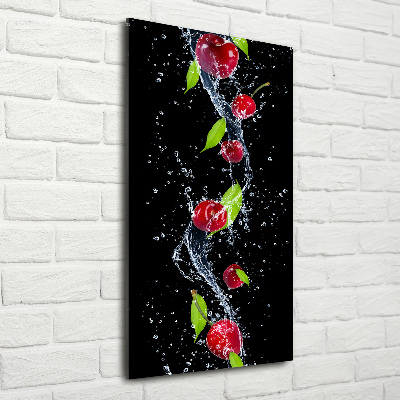 Cuadro decorativo en cristal con canto pulido vertical Guindas