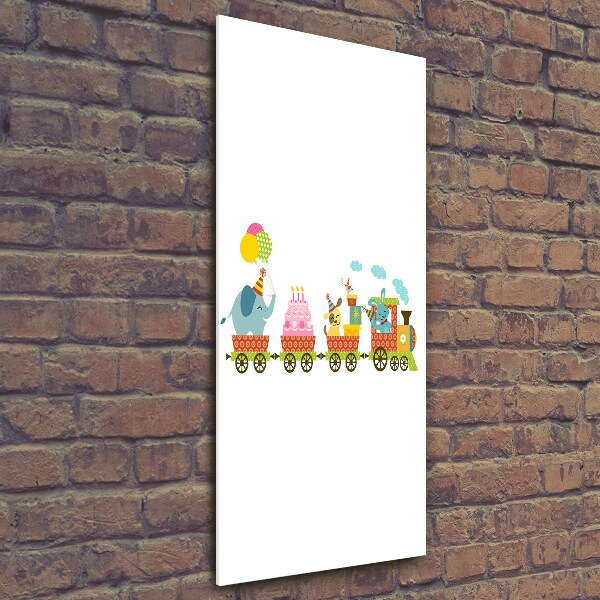 Cuadro de vidrio templado 4mm para pared vertical Tren feliz