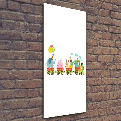 Cuadro de vidrio templado 4mm para pared vertical Tren feliz