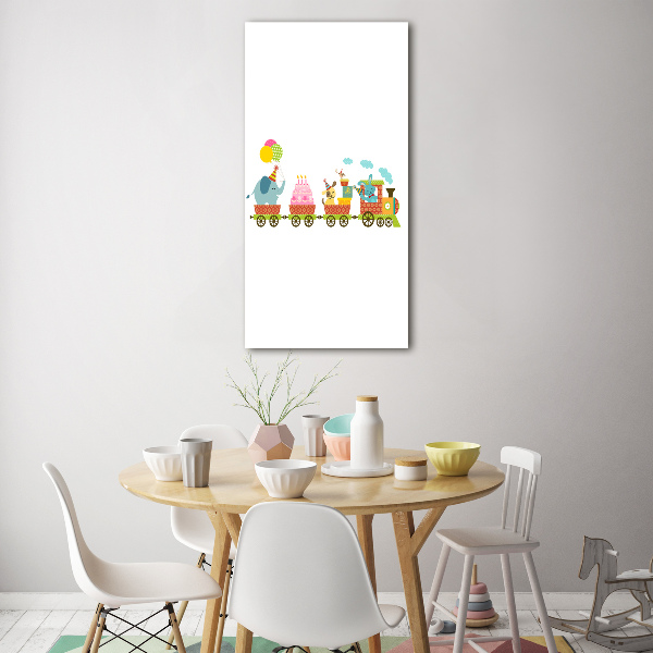 Cuadro de vidrio templado 4mm para pared vertical Tren feliz