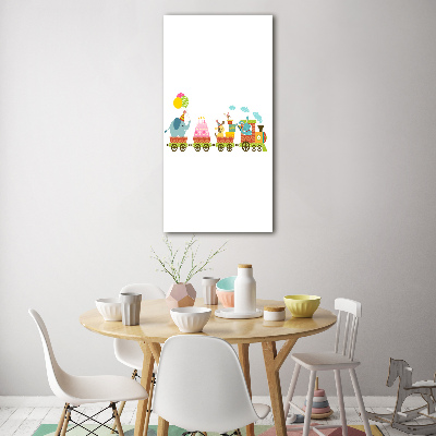 Cuadro de vidrio templado 4mm para pared vertical Tren feliz