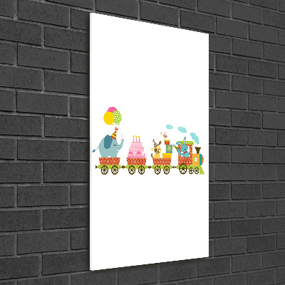 Cuadro de vidrio templado 4mm para pared vertical Tren feliz