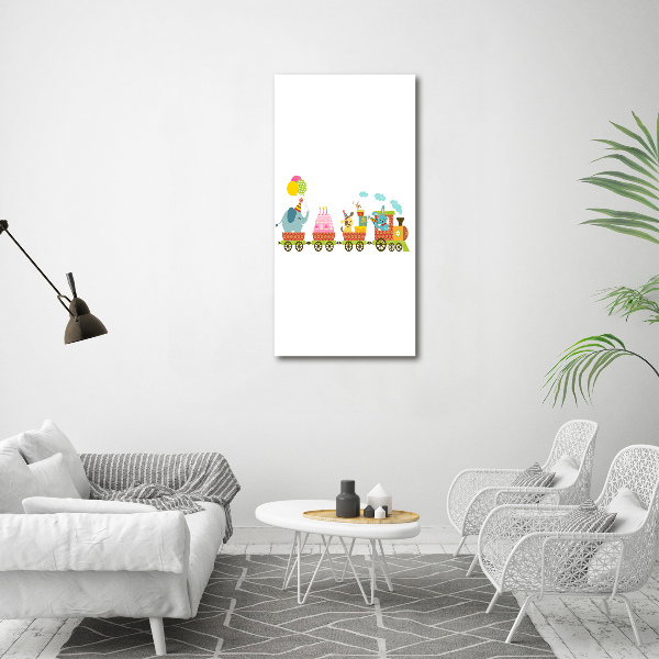 Cuadro de vidrio templado 4mm para pared vertical Tren feliz