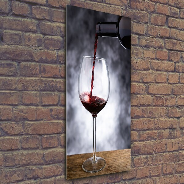 Cuadro de cristal moderno efecto brillo vertical Vino tinto
