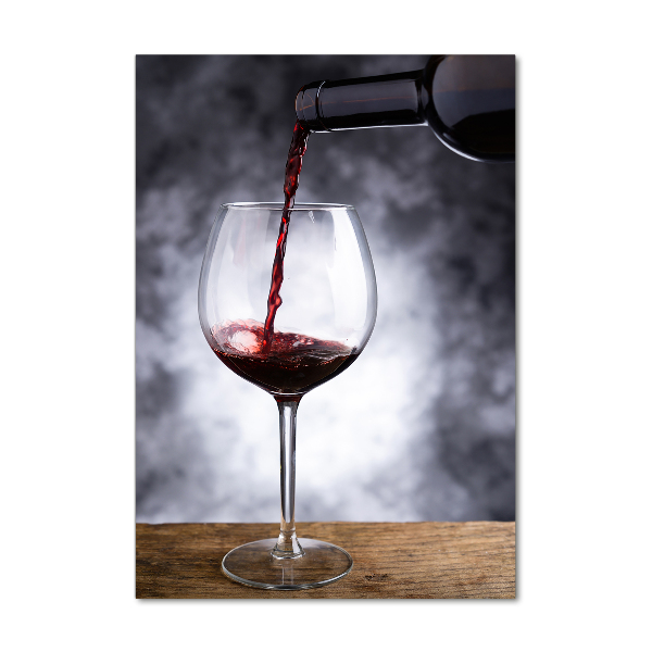 Cuadro de cristal moderno efecto brillo vertical Vino tinto