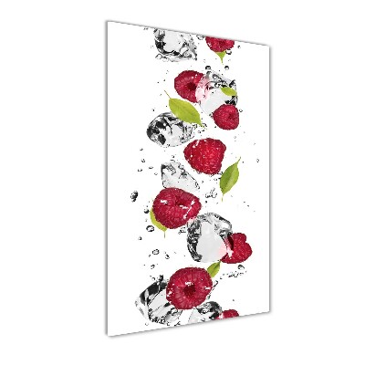 Cuadro decorativo en cristal con canto pulido vertical Frambuesa y agua
