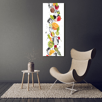 Fotocuadro de cristal elegante para hogar vertical Fruta y agua