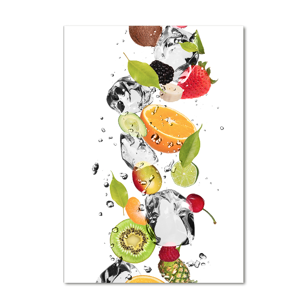 Fotocuadro de cristal elegante para hogar vertical Fruta y agua