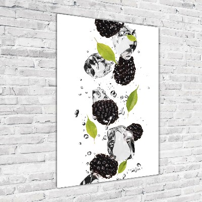 Fotocuadro de cristal elegante para hogar vertical Moras y agua